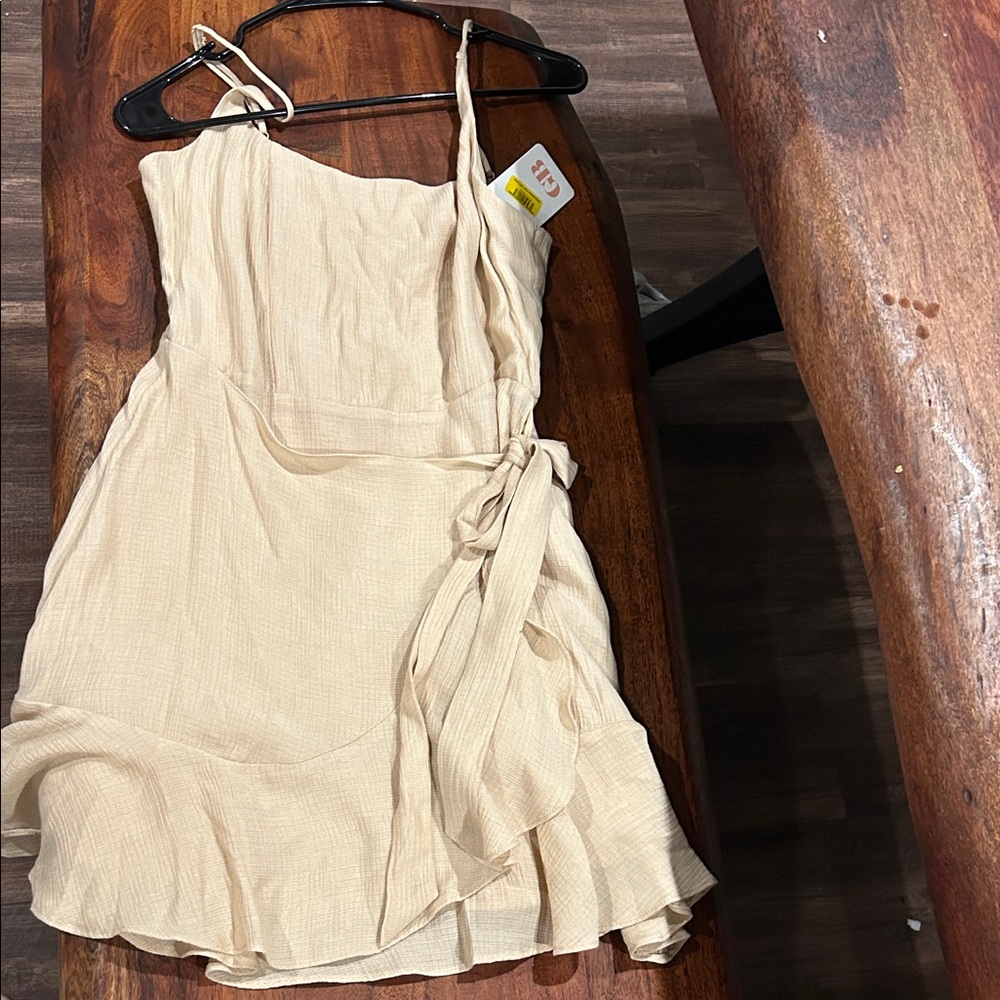 GB Women's Sleeveless Tie-Waist Ruffle Mini Dress - Cream